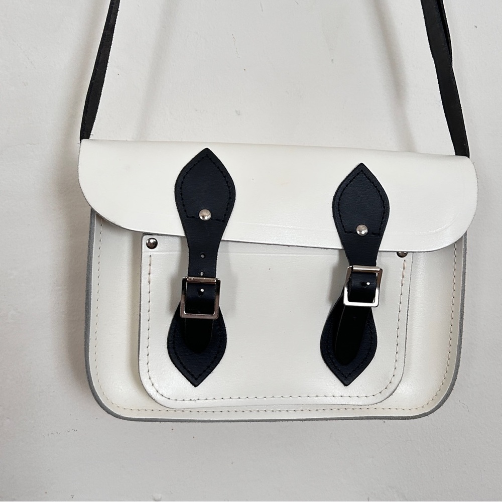 The Cambridge Satchel Co. White/Black Leather Bag, NWOT